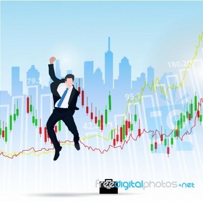 Businessman S Enjoys Success Deal On Stock Market Illustration Stock Image