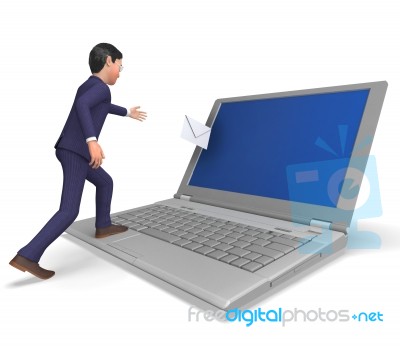 Businessman Sending Email Indicates Online Human And Professional Stock Image