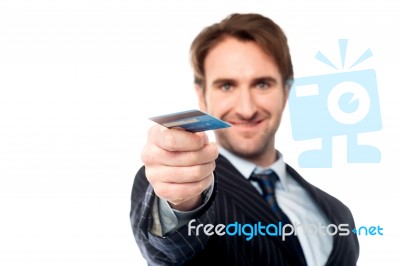 Businessman Showing His Credit Card Stock Photo