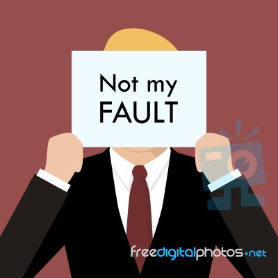 Businessman Showing Sign Not My Fault Failed Stock Image