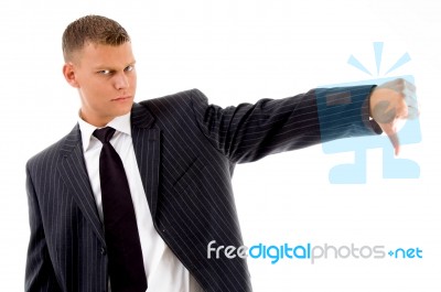 Businessman Showing Thumbs Down Stock Photo