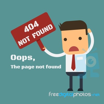 Businessman Shows A Message About Page Not Found Error 404, Vect… Stock Image