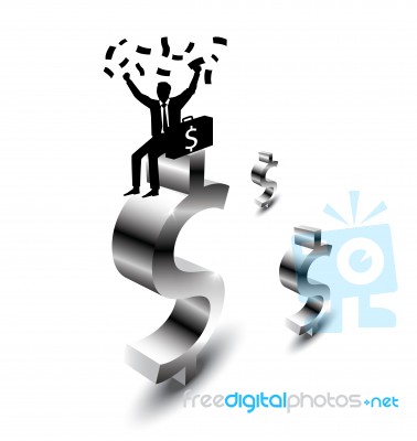 Businessman Sitting On Dollar Stock Image