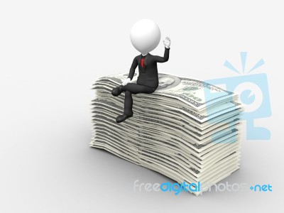 Businessman Sitting On Dollar Stock Image