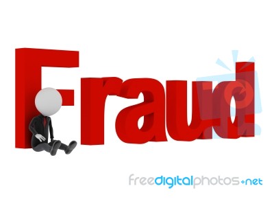 Businessman Sitting With Fraud Text Stock Image