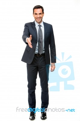 Businessman Smiling Handshake Stock Photo