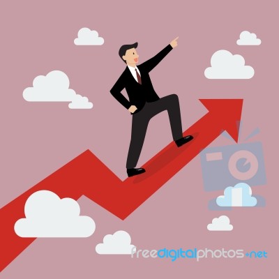 Businessman Standing On A Growing Graph Stock Image