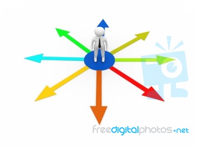 Businessman Standing On Arrow Stock Photo