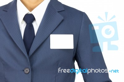 Businessman Stick Business Card At Chest Stock Photo Businessman Stick Business Card At Chest Stock Photo