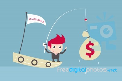 Businessman Success In Fishing Stock Image Businessman Success In Fishing Stock Image