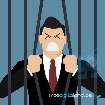 Businessman Try To Escape From Prison Stock Image