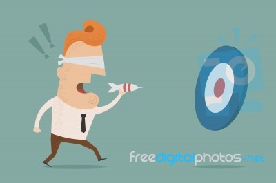 Businessman Trying To Hit A Target With Darts Stock Image