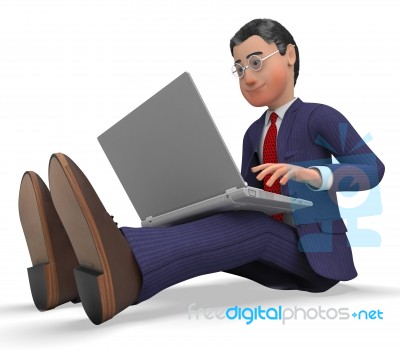 Businessman Typing Means World Wide Web And Businessmen Stock Image