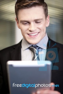 Businessman Using Tablet Pc Stock Photo