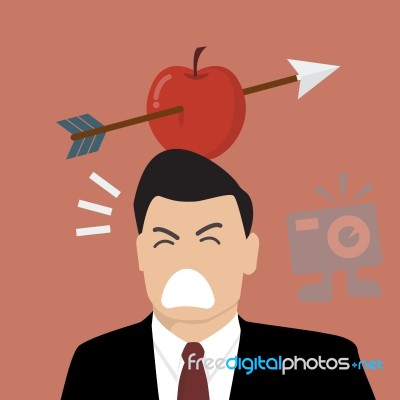 Businessman With Apple And Arrow On His Head Stock Image Businessman With Apple And Arrow On His Head Stock Image