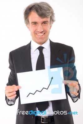 Businessman With Chart Stock Photo