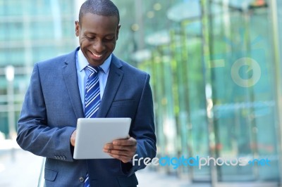 Businessman With Digital Tablet Stock Photo