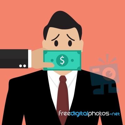 Businessman With Dollar Banknote Taped To Mouth Stock Image