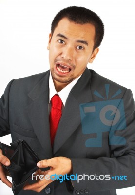 Businessman With Empty Wallet Stock Photo
