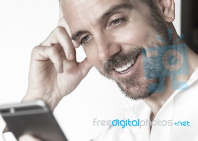 Businessman With His Phone Stock Photo