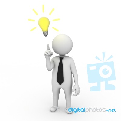 Businessman With Idea Light Bulb Stock Image