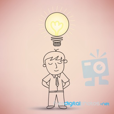 Businessman With Idea Light Bulb Stock Image