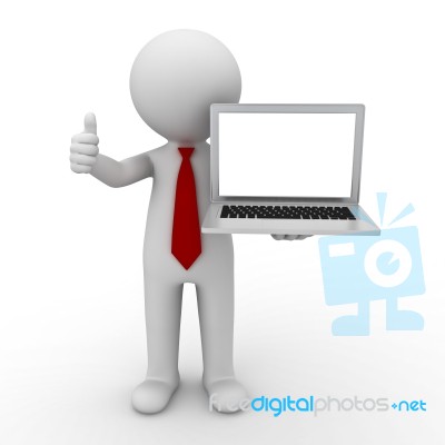 Businessman With Laptop Stock Image