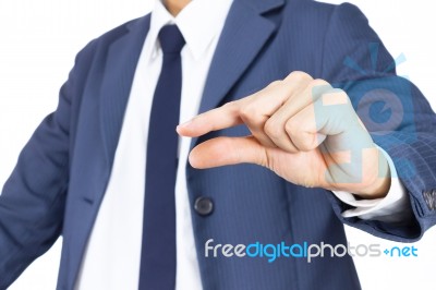 Businessman With Pinch Hand Gesture Isolated On White Background… Stock Photo