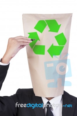 Businessman With Recycling Head Stock Photo