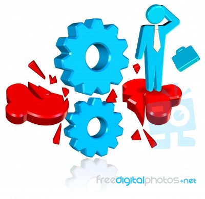 Businessman With Solution Cogs Stock Image