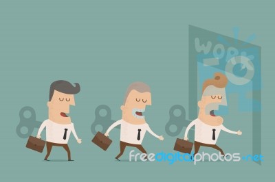 Businessman With Wind-up Key In His Back , Eps10  Format Stock Image