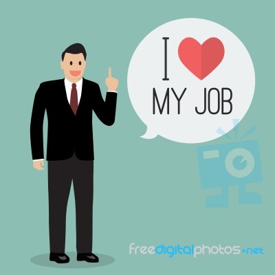 Businessman With Word I Love My Job Stock Image