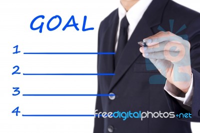 Businessman Writing On White Board Stock Photo
