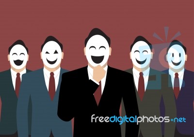 Businessmans Wearing A Various Mask Stock Image