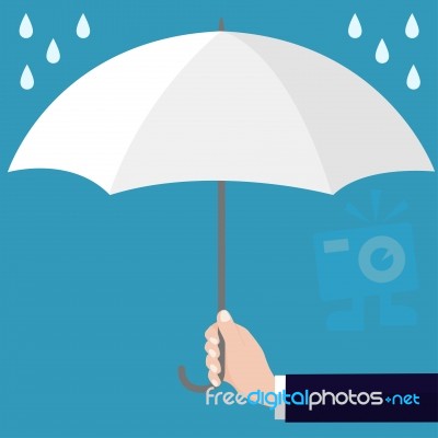 Businessmen Holding Open White Umbrella- Flat Design Stock Image