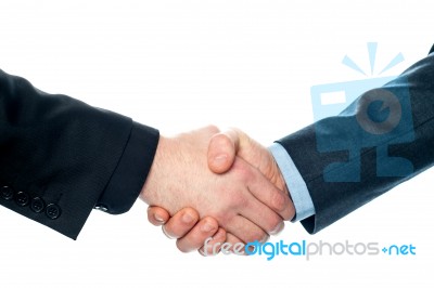 Businessmen Shaking Hands, Closeup Shot Stock Photo