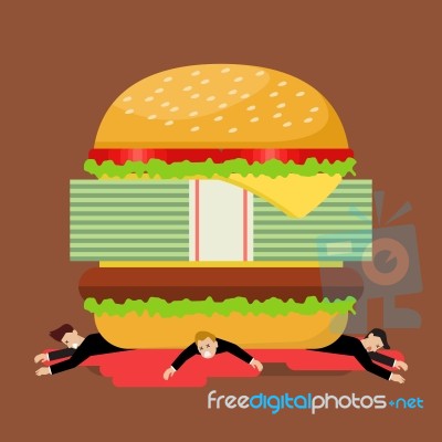Businessmen Under Hamburger Crisis Stock Image