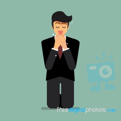 Businesssman Is On His Knees And Prays To God Stock Image