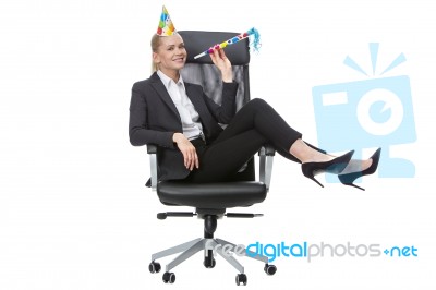 Businesswoman During A Party Stock Photo