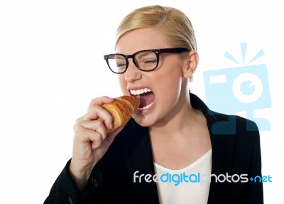 Businesswoman Eating Stock Photo
