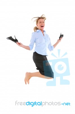 Businesswoman Jumping Stock Photo