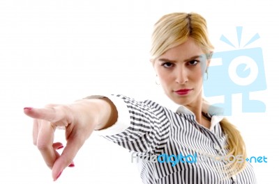 Businesswoman Pointing Stock Photo