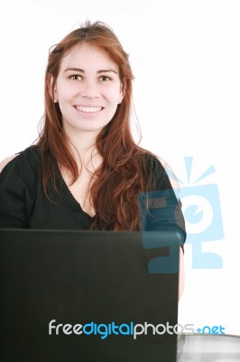 Businesswoman With Computer Stock Photo