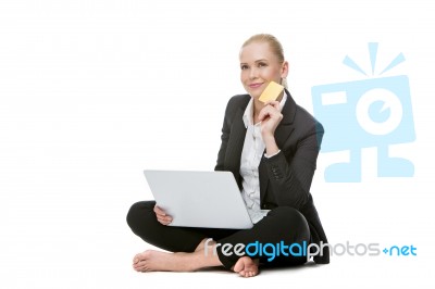 Businesswoman With Credit Card Stock Photo