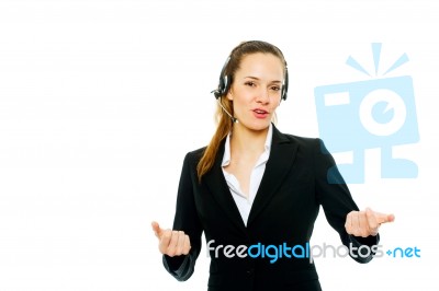 Businesswoman With Headset Stock Photo