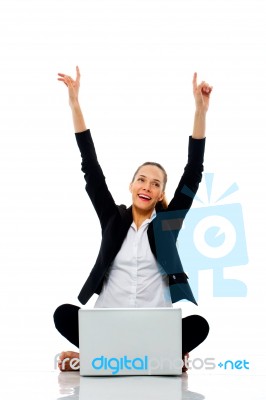 Businesswoman With Laptop Stock Photo