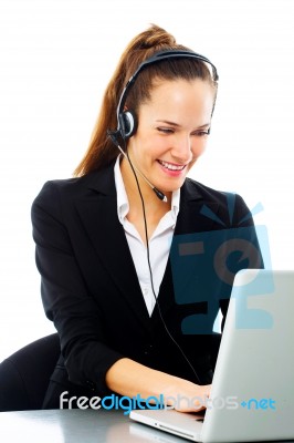 Businesswoman With Laptop Stock Photo