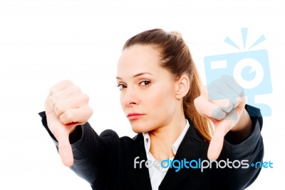 Businesswoman With Thumb Down Stock Photo