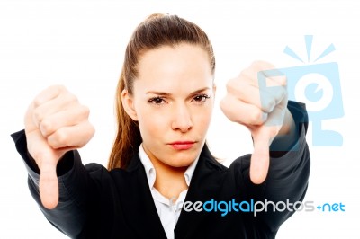 Businesswoman With Thumb Down Stock Photo
