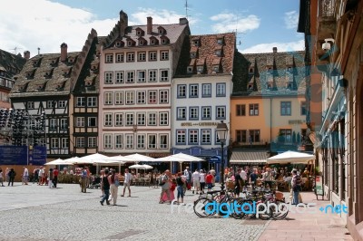 Busy Square In Strasbourg Stock Photo